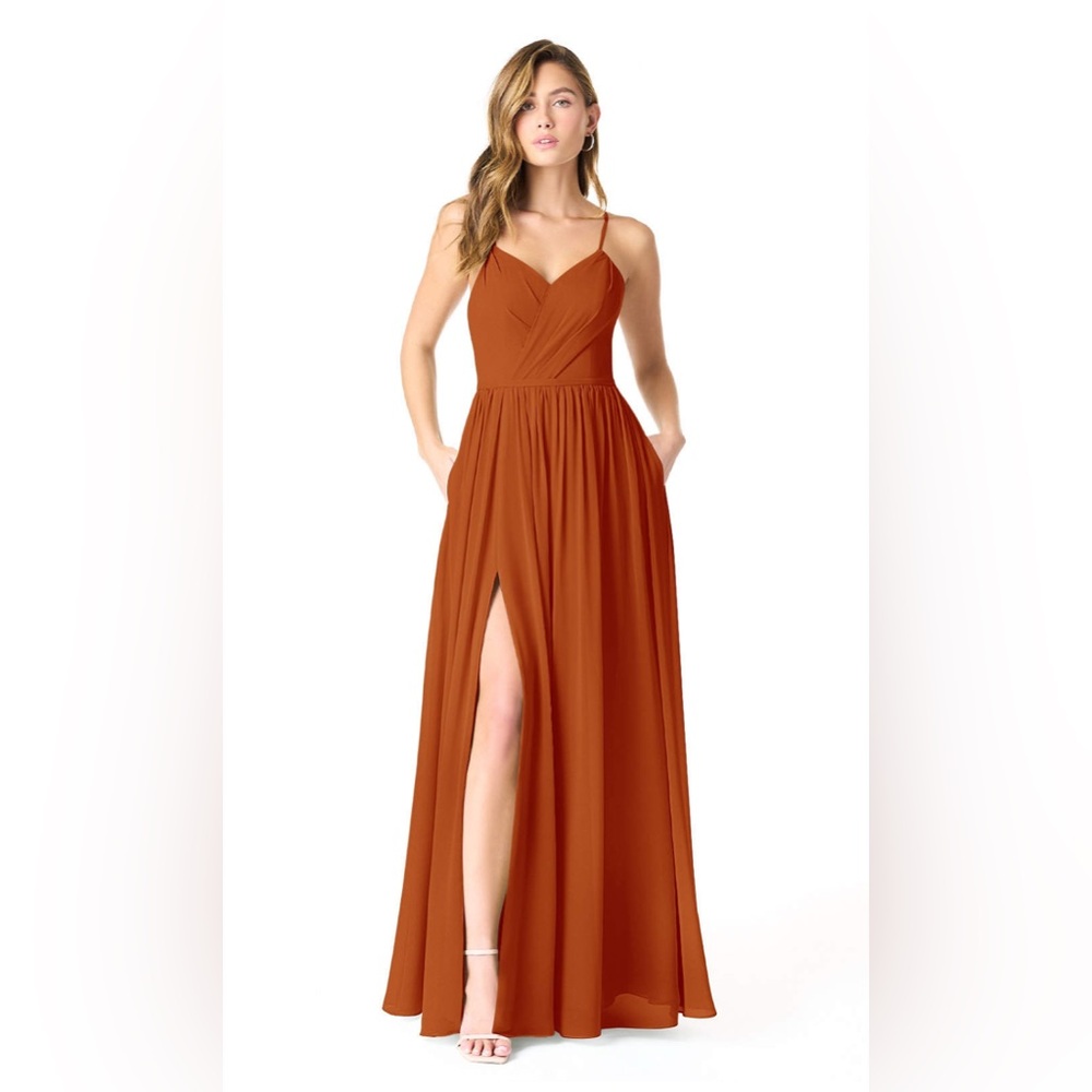 Azazie Cora paprika party evening bridesmaid dress. Size 2